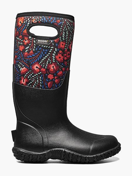 BOGS Boots Deutschland - Mesa Super Flowers Farmstiefel Damen Schwarz Multi DE68705